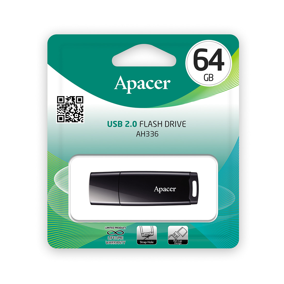 USB-накопитель Apacer AH336 64GB Чёрный, фото 1