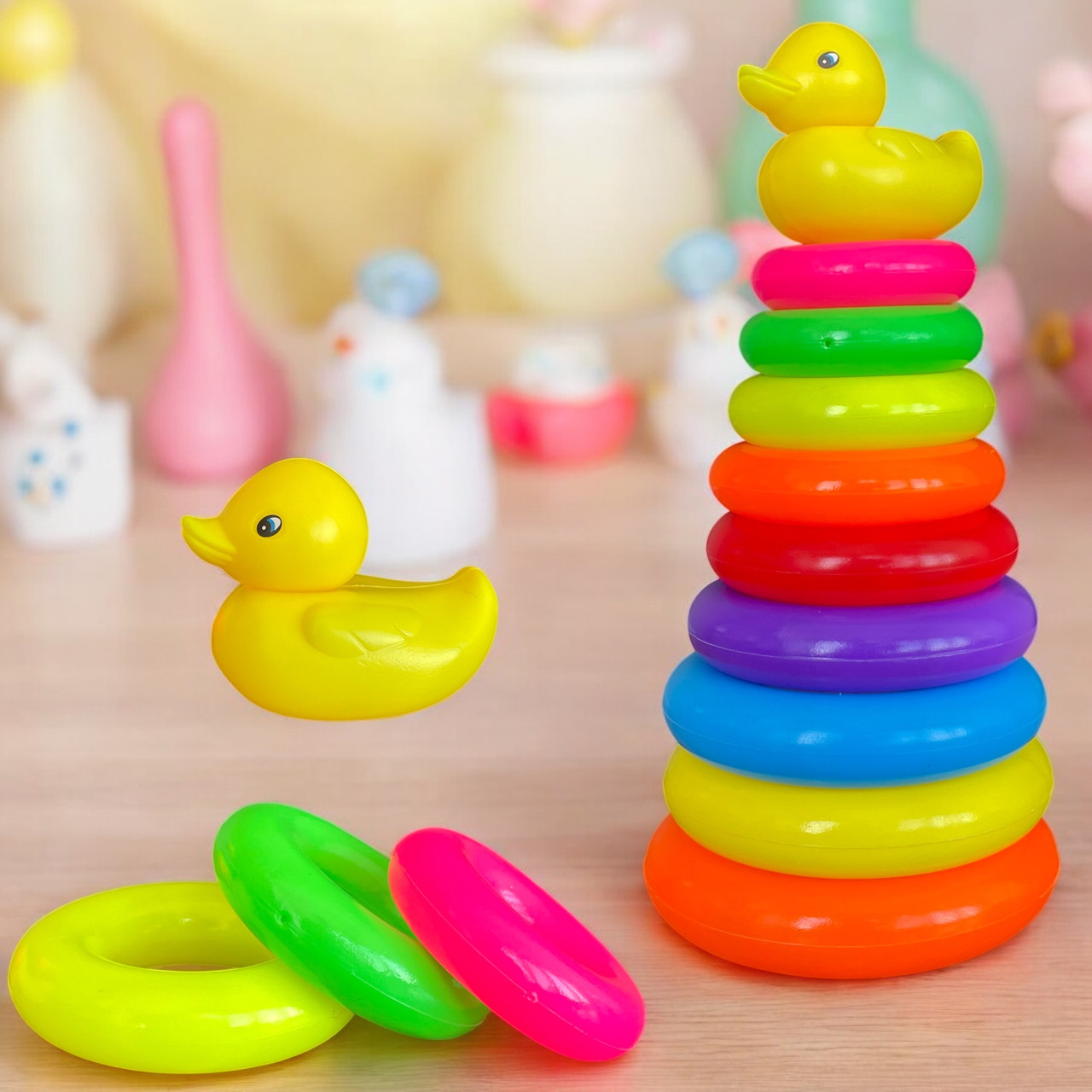 NS-N57 Пирамида утенок 9 колец в сетке, 30*13см, фото 1