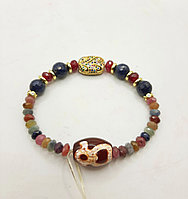 Браслет из рубина и сапфира с Дзи Бог Богатства Кубера