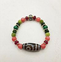 Браслет из рубина, изумруда, малахита, родохрозита на любовь