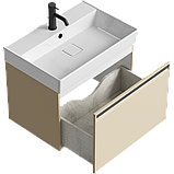 Тумба подвесная «PURE» 66см с умывальником Вилис 650 (цвет: капучино светлый), фото 2