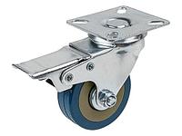 Опора колёсная d50 мм на площадке с фиксатором, резиновая STARFIX (STARFIX) (SMF-10527)