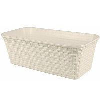 Балконный ящик "Ротанг" 63см с дренажем (слоновая кость) 3560026