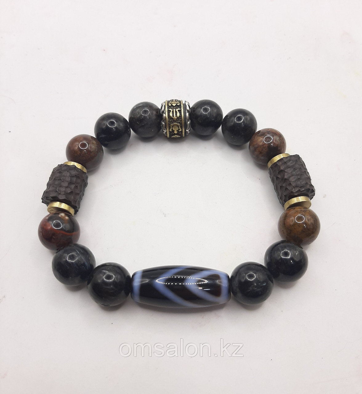 Браслет из астрофиллита, петерсита и Бусины Дзи Гора + 1 Глаз, фото 1