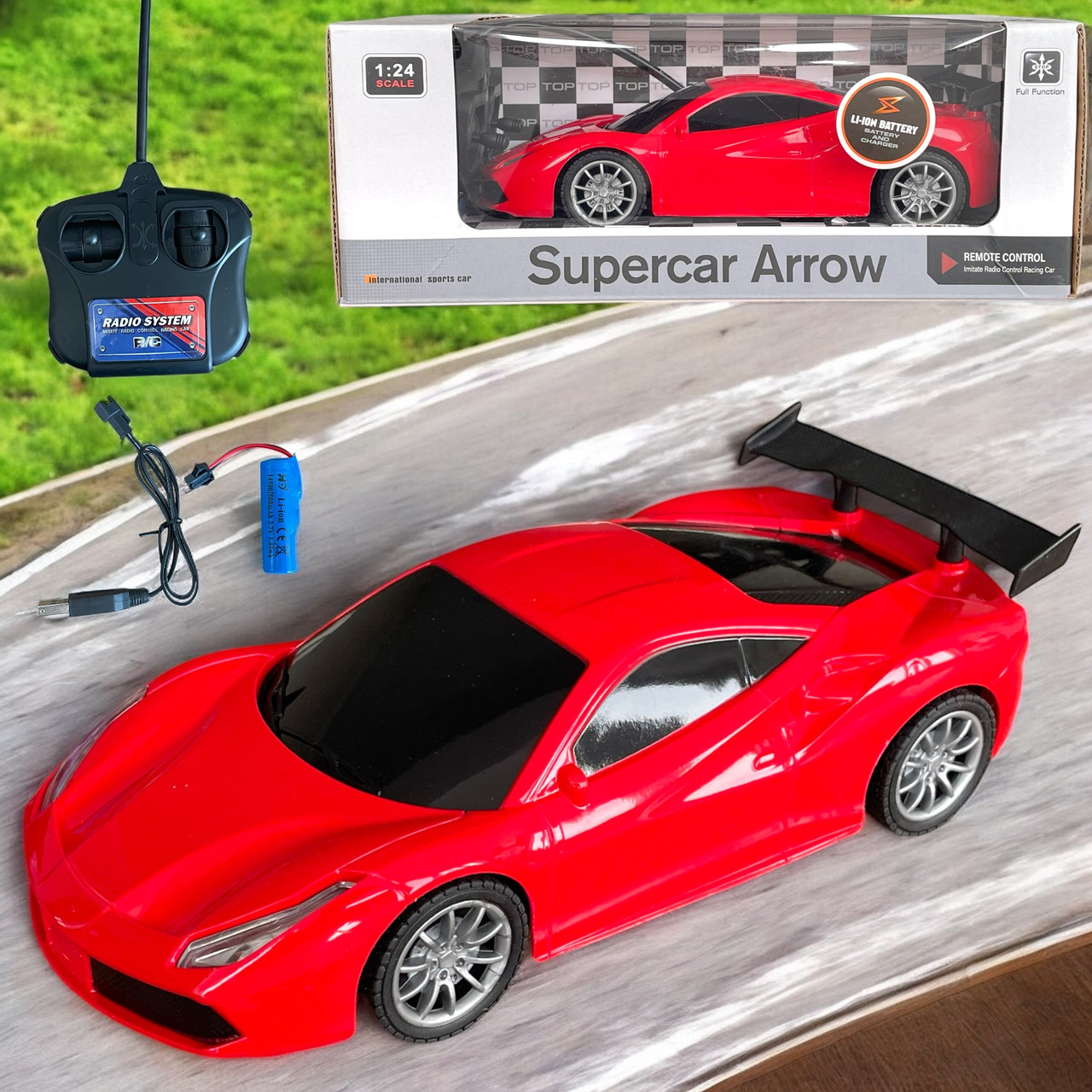 Помятая упаковка!!! G2037R Спортивная машина (красная) с аккумулятором на р/у 25х9см, фото 1