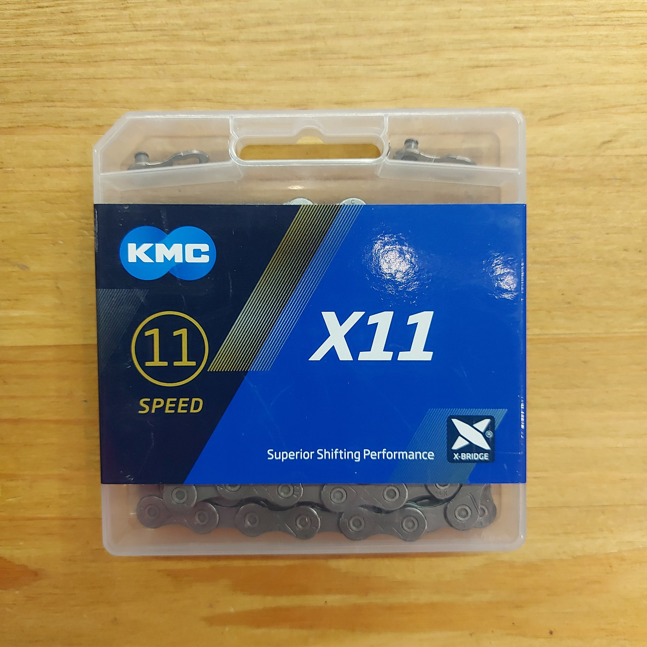 Цепь для велосипеда KMC X11R 1/2"X11/128". 11-ти скоростная. 114 звеньев. Замок CL555R. Велосипедная цепь.