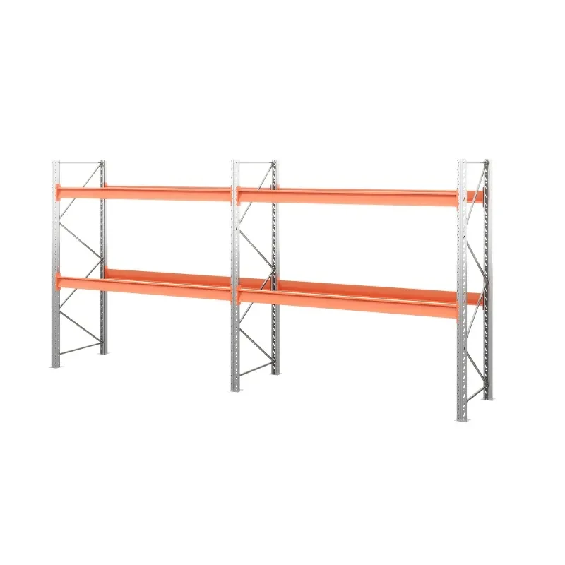 Две секции стеллажа металлического паллетного 2500х2700х1100 мм. Ярусы: пол+2