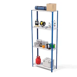 Стеллаж металлический ТС Лайт, синие стойки, 2500x1000x400 мм. Полки: 4 шт. металл (ТС 220100404с)