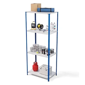 Стеллаж металлический ТС Лайт, синие стойки, 2500x1000x600 мм. Полки: 4 шт. металл (ТС 220100604с)