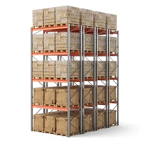 Стеллаж двойной глубины 6000х2700х1100 мм. Ярусы: пол+4 (г/п 2400 кг на ярус)