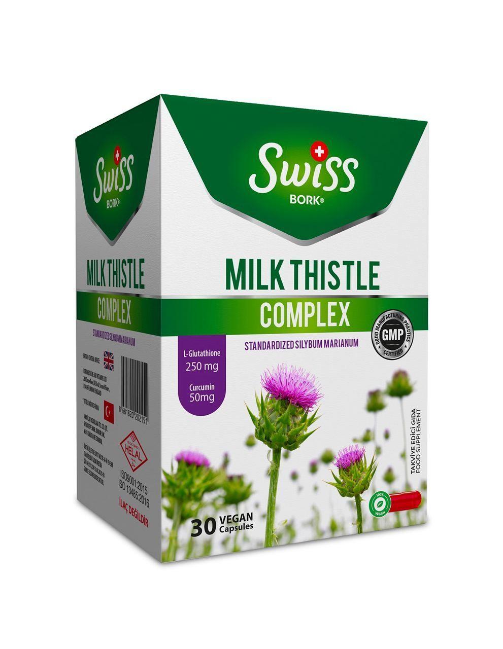 Swiss Bork® Milk Thistle Complex - комплекс для защиты печени , 30 веганских капсул, фото 1