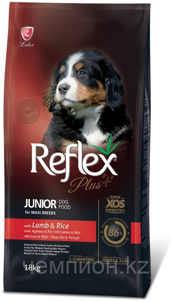 RFX-210 Reflex Plus Junior Maxi Lamb, корм для щенков крупных пород с ягнёнком, уп.18кг.