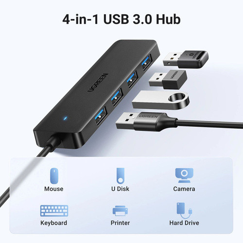 ugreen HUB UGREEN CM219 25851 USB 3.0 A 4 Ports Black  0.15M