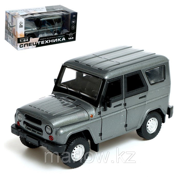 Машина металлическая «УАЗ Hunter», инерционная, 1:24, световые и звуковые эффекты, цвет серый