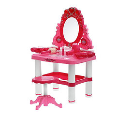 Игровой набор «Модница», столик с зеркалом, стульчик, волшебная палочка, фен, аксессуары, со светом ...
