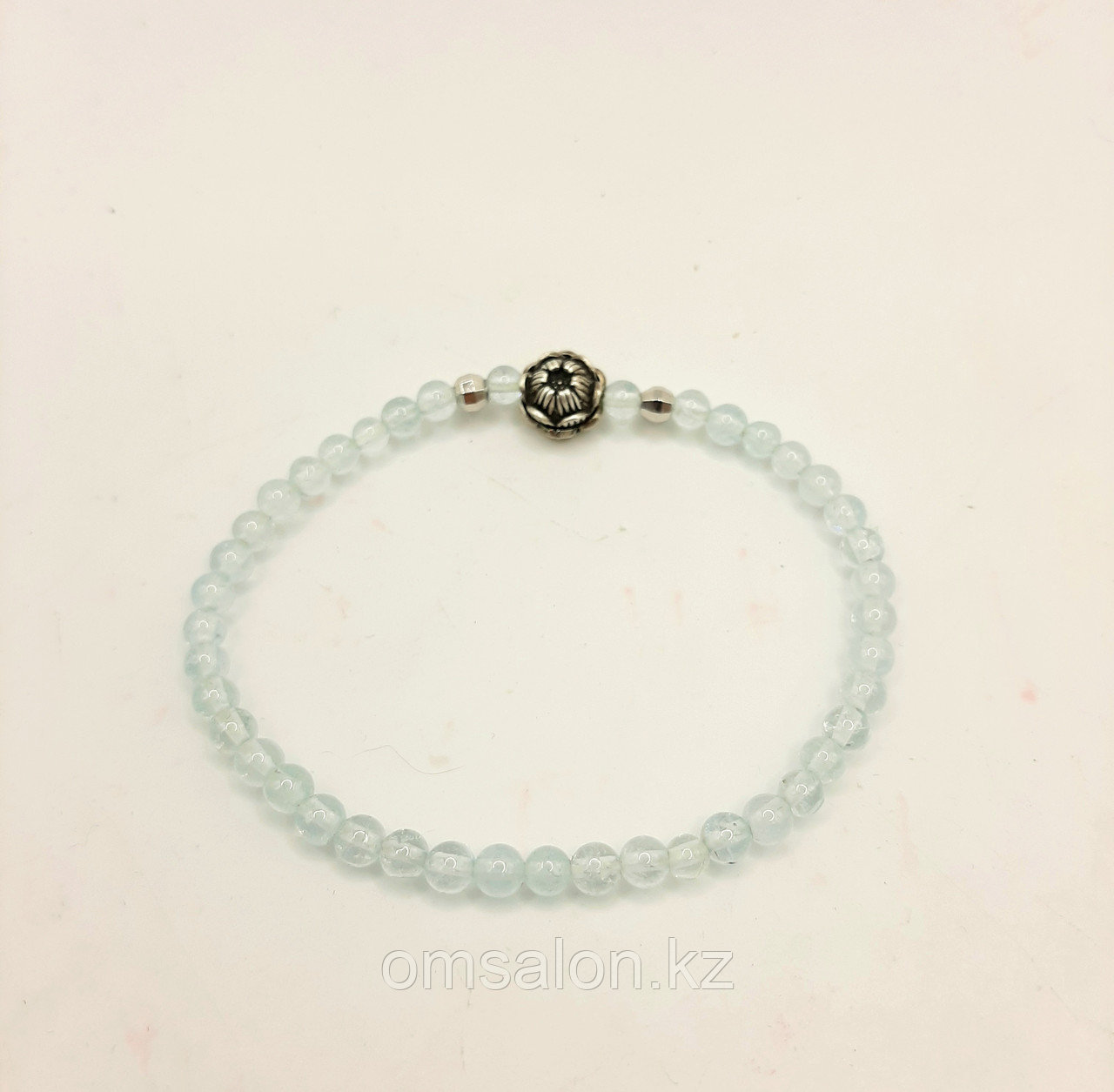 Браслет из голубого топаза с лотосом из серебра, фото 1
