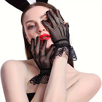 Перчатки в сетку с кружевом гипюровые