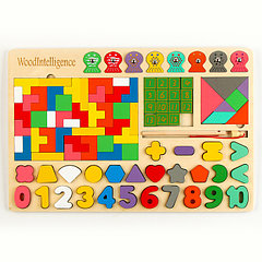 Развивающая игра 6 в 1 «Рыбалка+танграм+пятнашки+тетрис+фигуры+цифры» 30×45×0,8 см