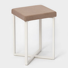 Табурет «Торонто», 33×33×48 см, цвет каркаса белый, цвет сиденья бежевый