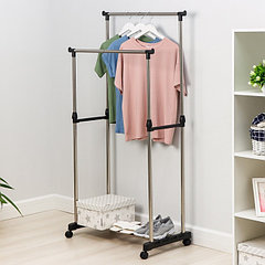 Вешалка - стойка напольная для одежды Доляна, телескопическая, 2 перекладины, подставка для обуви, 8 ...