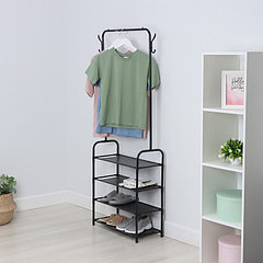 Вешалка - стойка напольная для одежды LaDо́m, с полками для хранения, 4 яруса, 60×26×160 см, цвет чё ...