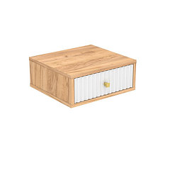 Тумба подвесная "Селин", 380х350х152 1 ящик, Крафт Золотой, Белый глянец, Золото