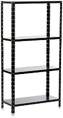 Стеллаж для склада, металл, напольный, 4 полки, 150×75×30 см, чёрный