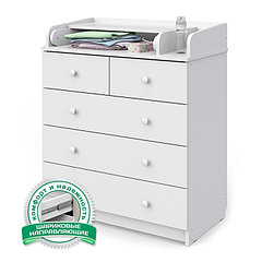 Комод пеленальный детский Сириус-2 805, 80х45х94 см., 5 ящиков, цвет белый