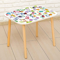 Стол с деревянными ножками «Алфавит с животными», цвет белый