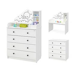 Комод пеленальный детский Сириус Alf 805, 80х47х133 см., 4 ящика, цвет белый