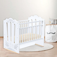 Кровать детская колесо-качалка с маятником 1200х600 «Нежность», Крошка Я (белый)