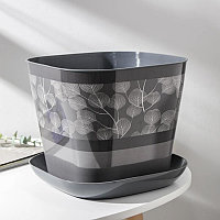 Кашпо с поддоном 7,3л "Листопад" (темно-серый) 38173151