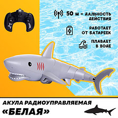 Акула радиоуправляемая «Белая», плавает, работает от батареек