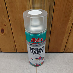 Белая матовая Акриловая аэрозольная краска Akfix Spray Paint, 400 мл. Спрей для наружных и внутренних работ