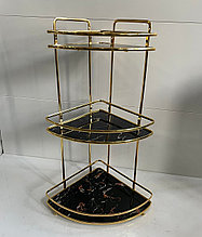 Угловая полка металлическая,3-полки,золото/черный 3883А