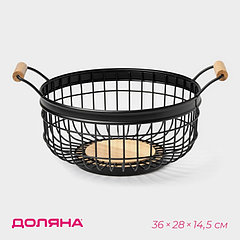 Фруктовница Доляна «Эстетика», 36×28×14,5 см, чёрная