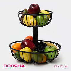 Фруктовница Доляна «Эстетика», 33×33×30,5 см, чёрная