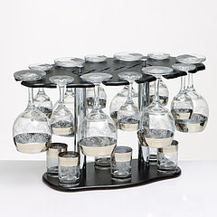 Мини-бар «Гармония», 19 предметов: барная стойка, фужеры 6 шт, рюмка 6 шт, стопка 6 шт, 260/60/60 мл ...