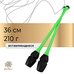 Булавы для художественной гимнастики вставляющиеся Grace Dance, 36 см, цвет зелёный/чёрный