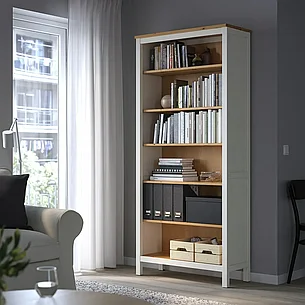 Стеллаж ХЕМНЭС белый лак/светло-коричневый, 90x198 см ИКЕА, IKEA, фото 3