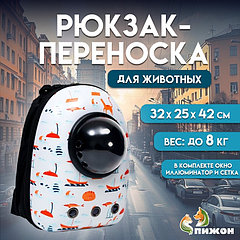 Рюкзак для переноски кошек и собак "Хочу на море!", с окном, 32 х 25 х 42 см