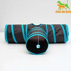Туннель для кошек шуршащий "Тройник", 80 см, диаметр трубы 25 см, микс цветов