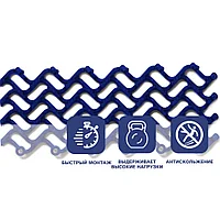 Грязезащитное модульное покрытие Волна 14 мм 300х100 мм, синий