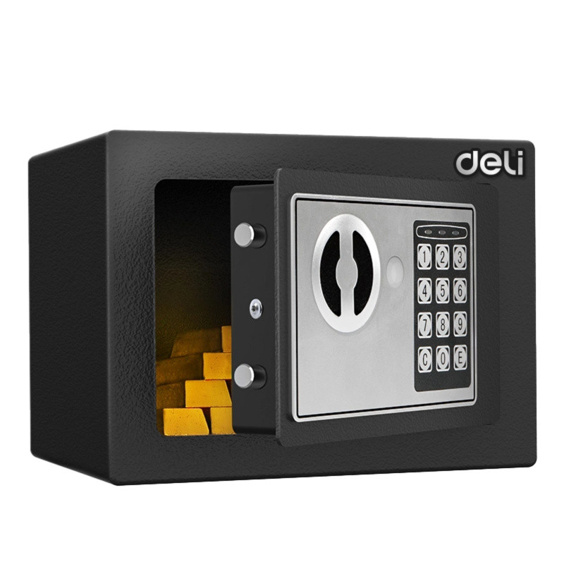 Сейф DELI "ET510" электронный замок + ключ, 230х170х170 мм, 2.8 кг, черный, фото 1