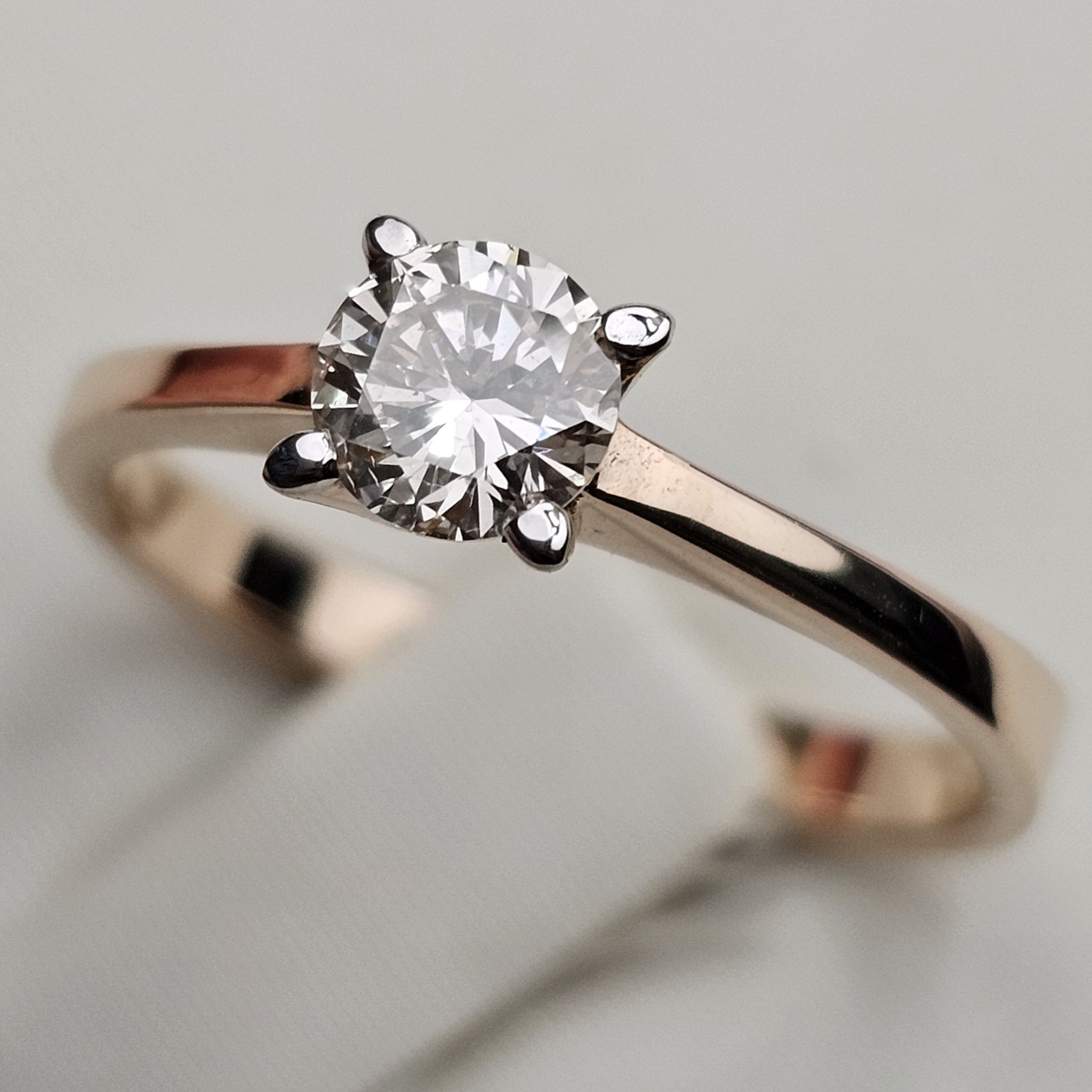 Золотое кольцо 17р с бриллиантом 0,455Ct I1/J,VG-cut