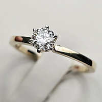 Серт. GIA Золотое кольцо 16.5р с бриллиантом 0,31Ct SI2/G,G-cut