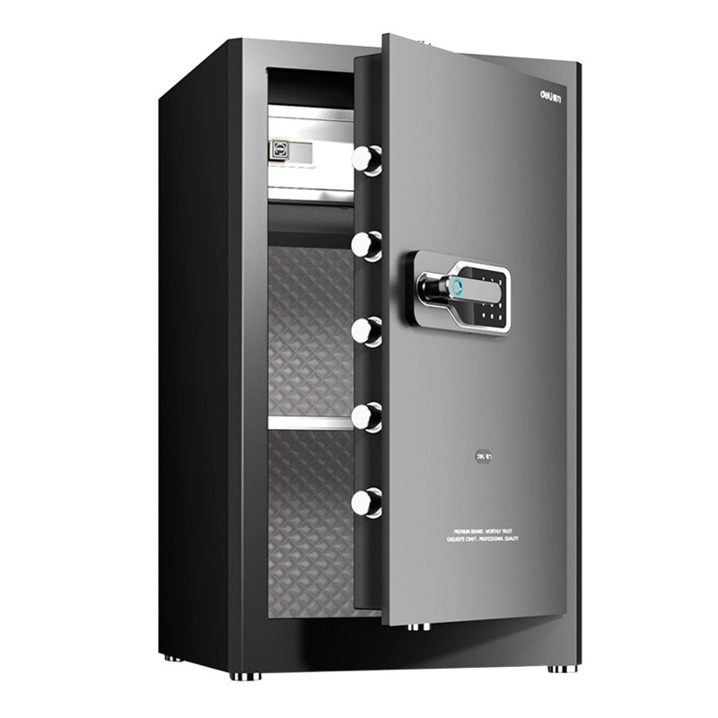 Сейф DELI "AE132" биометрический + электронный замок + ключ, 480х420х800 мм, 44 кг, черный