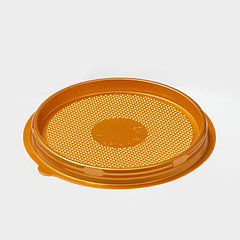 Дно для пирожного одноразовое пластиковое ПР-Т-85Д, круглое, d=11 см, золотистое