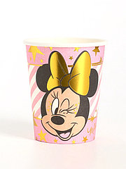 Стакан  одноразовый бумажный с тиснением, 250 мл, Минни Маус