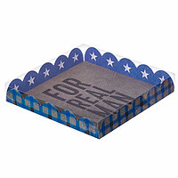 Коробка для печенья, кондитерская упаковка с PVC крышкой, For real man, 18 х 18 х 3 см